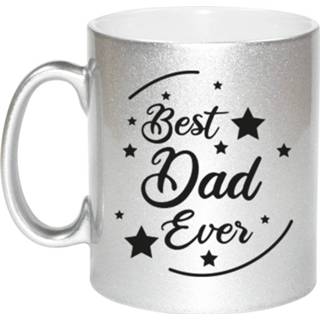 👉 Koffiemok zilveren Best Dad Ever Cadeau / Theebeker 330 Ml - Feest Mokken 8720276263634