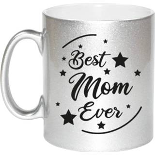 👉 Koffiemok zilveren Best Mom Ever Cadeau / Theebeker 330 Ml - Feest Mokken 8720276263610