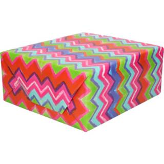 👉 Inpakpapier Rollen Inpakpapier/cadeaupapier Gekleurde Strepen Zigzag Print 200 X 70 Cm - Cadeaupapier 8720276037204