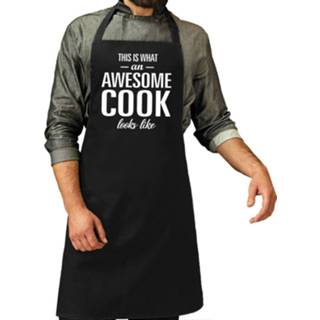 👉 Awesome Cook / Kok Cadeau Schort Zwart Voor Heren - Feestschorten