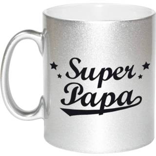 👉 Beker zilveren Super Papa Mok / Voor Vaderdag 330 Ml - Feest Mokken 8720276263382