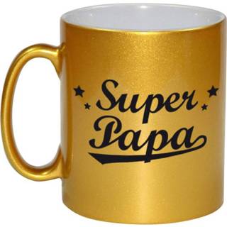 👉 Beker gouden active Super papa mok / voor Vaderdag 330 ml