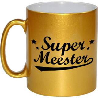 👉 Beker gouden active Super meester bedankt mok / 330 ml