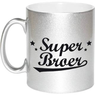 👉 Beker zilveren Super Broer Cadeau Mok / Sterren 330 Ml - Feest Mokken 8720276263214