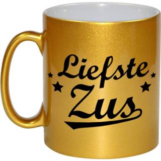 👉 Beker gouden active Liefste zus cadeau mok / sterren 330 ml