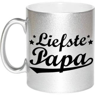 👉 Beker zilveren active Liefste papa cadeau mok / voor Vaderdag 330 ml