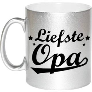 👉 Beker zilveren senioren Liefste Opa Cadeau Mok / Sterren 330 Ml - Feest Mokken 8720276263054