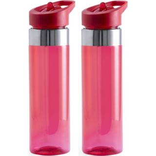 👉 Drinkfles rode RVS 2x Drinkfles/waterfles 650 Ml - Drinkflessen 8720147711301