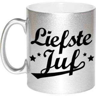 👉 Beker zilveren Liefste Juf Bedankt Mok / 330 Ml - Feest Mokken 8720276262972