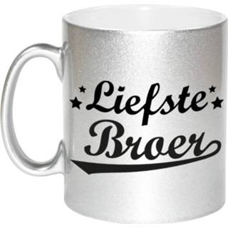 👉 Beker zilveren active Liefste broer cadeau mok / sterren 330 ml