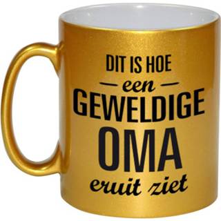 👉 Koffiemok gouden senioren Geweldige Oma Cadeau / Theebeker 330 Ml - Feest Mokken 8720276262798