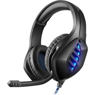 👉 Bedrade headset zwart blauw active J1 PC Computer E-sports Gaming RGB Light Stereo met Microfoon (Zwart Blauw)