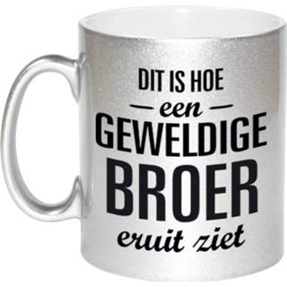 👉 Koffiemok zilveren Geweldige Broer Cadeau / Theebeker 330 Ml - Feest Mokken 8720276262392