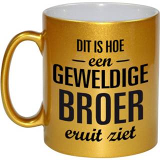 👉 Koffiemok gouden Geweldige Broer Cadeau / Theebeker 330 Ml - Feest Mokken 8720276262361