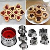 👉 Cakevorm zilver active 8 STKS Cookie Cutter Tools 3D Scenario Roestvrijstalen Set Peperkoek Fondant (Zilver)