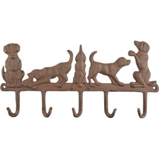 👉 Kapstok bruin Gietijzeren Honden Kapstok/wandrekje Met 5 Haken 35 Cm - Kapstokken 8720276323352