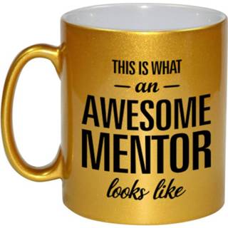 👉 Beker goud Awesome Mentor Cadeau Mok / Voor Leraar 330 Ml - Feest Mokken 8720276261647