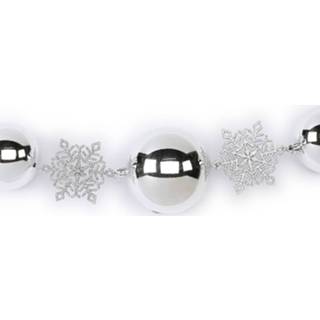 👉 Slinger zilveren 1x Decoratie Slingers Met Kerstballen En Sneeuwvlokken 116 Cm - Kerstslingers 8720147824889