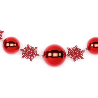 👉 Slinger rode 1x Decoratie Slingers Met Kerstballen En Sneeuwvlokken 116 Cm - Kerstslingers 8720147824711