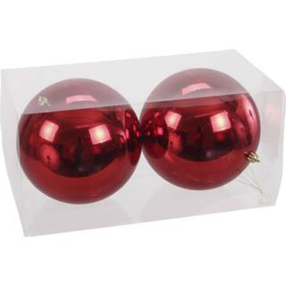 👉 Kerstbal rood kunststof active 2x Grote kerstballen 15 cm