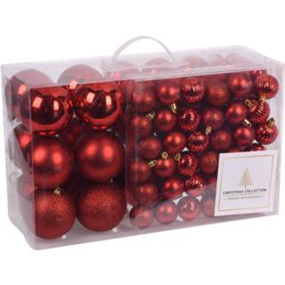 👉 Kerstbal rood kunststof 94-delige Kerstboomversiering Kerstballen Set - 8720147835281