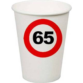 👉 Beker 16x Stuks Feest Verjaardag Bekertjes 65 Jaar Stopbord - Feestbekertjes 8720276652278