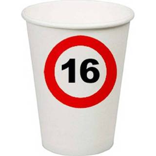 👉 Beker 24x Stuks Feest Bekers In 16 Jaar Thema Leeftijd Versiering - Feestbekertjes 8720276055758
