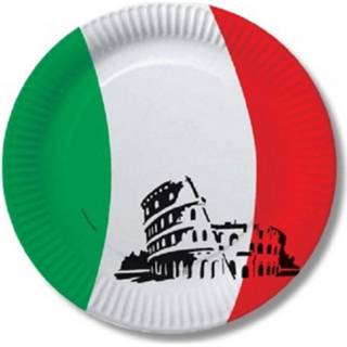 👉 Vlag 30x Stuks Italie Thema Kartonnen Feest Bordjes 23 Cm - Feestbordjes 8720276257039