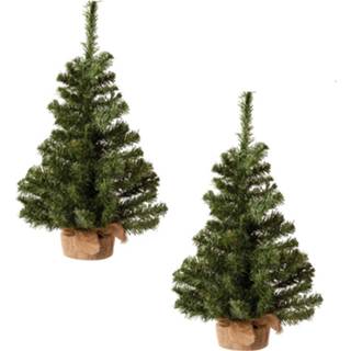 👉 Kerstboom 4x Stuks Volle Kerstbomen In Jute Zak 60 Cm Kunstbomen - Kunstkerstboom 8720276795531