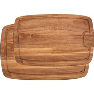 👉 2x Rechthoekige Acacia Houten Snijplanken Met Sapgroef 32/40 Cm - Snijplanken