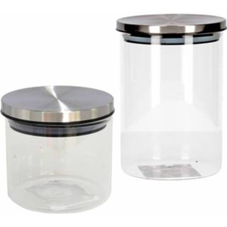 👉 Voorraadpot transparante Set Van 2 Stuks Glazen Voorraadbussen/voorraadpotten Met Deksel 400ml/650ml - 8720276776004