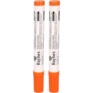 👉 Oranje 2x Stuks Textielstift Met Dikke Punt - Textielstiften 8720576401897