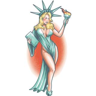 👉 Neptattoo groen vrouwen Partychimp Lady Liberty Polyvinyl Groen/crème 813722022003