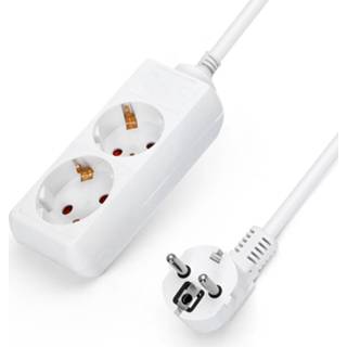 👉 Stekkerdoos wit Aigostar 20mnv - Met Randaarde Verlengsnoer Verlengkabel 2-voudig 1.5 Meter 8433325191115