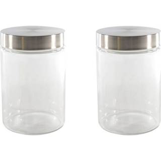 👉 Glas RVS Set Van 2x Stuks Voorraadpotten/bewaarpotten?1200 Ml Met Deksel - Voorraadpot 8720276977821