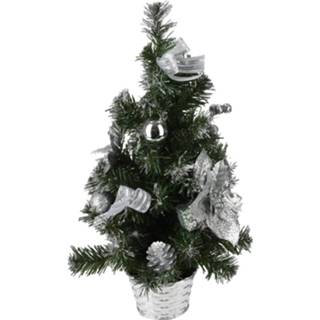 👉 Kerstboom zilver Mini Met Decoratie En Kerstballen 50 Cm Hoog - 6013921832814