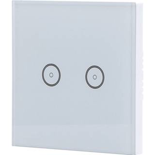 👉 Schakelaar wit Touchschakelaar Smart Wifi - Aigi Smarton Inbouw 2-voudig Touch Incl. Glazen Afdekraam 7434230660612