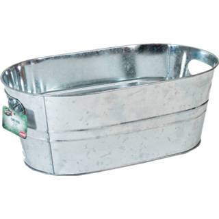 👉 Plantenbak staal zilver Gerimport Cubo Oval 6 Liter 40 X 24 Cm 8430540887564