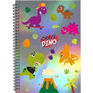 👉 Notitieboek papier karton jongens Crazy Dino A5 Papier/karton Metallic 8435507847445