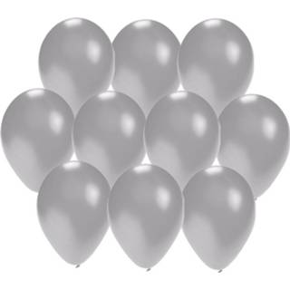 👉 30x Stuks Zilveren Party Ballonnen 27 Cm - Ballonnen