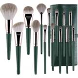 👉 Handvat houten active Zachte make-upborstel Beauty Tools, specificatie: met riemborsteltas Brush