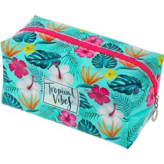 👉 Etui roze I-total Tropical 19 X 10 Cm Aqua/roze 8051128668087