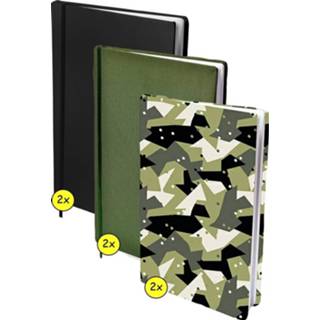 👉 Boekenkaft zwart groen Assortiment Rekbare Boekenkaften A4 - 2x Army Dots 9098998035372
