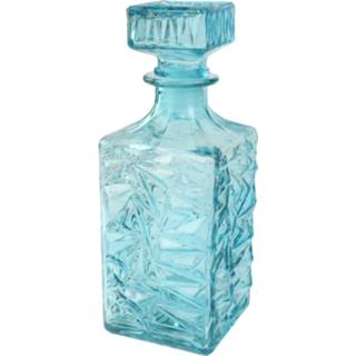 👉 Karaf turkoois blauw glas Orange85 Whiskey - 1 Liter Turquoise Met Dop 9.5x9.5x24.5 Cm Keuken 8720289426682