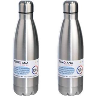 👉 Thermosfles RVS zilver 2x Stuks Thermosflessen / Isoleerflessen 0.75 L - 8720576451434