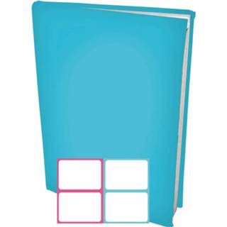 👉 Boekenkaft blauw textiel Rekbare Boekenkaften A4 - Aqua 6 Stuks Inclusief Kleur Labels 9098998023096