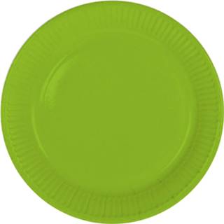 👉 Bord groen papier 24x Stuks Party Gebak/eet Bordjes Van Lichtgroen 23 Cm - Feestbordjes 8720576038055