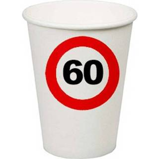 👉 Beker 24x Stuks Verjaardag Feest Bekertjes 60 Jaar Thema Stopbord - Feestbekertjes 8720276884808
