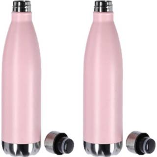 👉 Thermosfles roze RVS 2x Stuks Thermosflessen / Isoleerflessen 0.75 L - 8720576476321