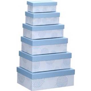 👉 Cadeaudoosje Set Van 6x Stuks Pastelblauwe Cadeaudoosjes 16,5-28,5 Cm Rechthoekig - 8720576490051